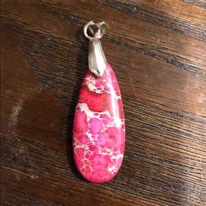 Pink Stone & Sterling Silver Pendant Like New